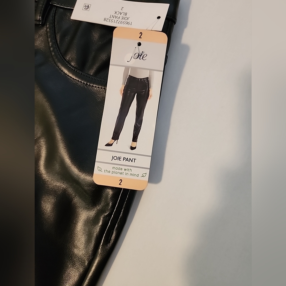 Joie Limited Edition women's faux leather straight leg pant in black, size 2, - Picture 8 of 16